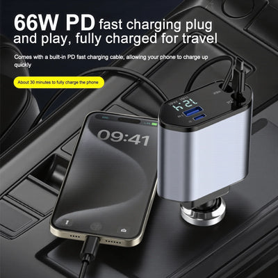 شاحن سريع للسيارة بمنفذ USB-C قابل للسحب | Fast Retractable Car Charger with USB-C Port