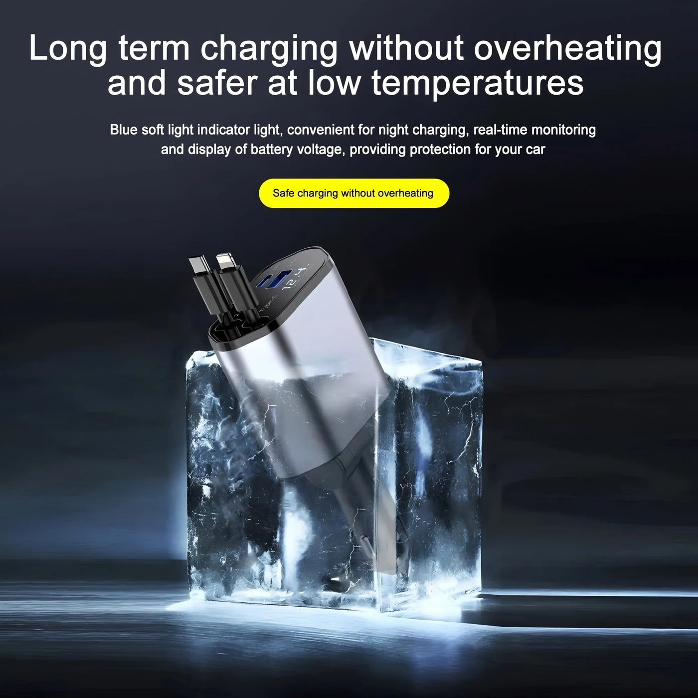 شاحن سريع للسيارة بمنفذ USB-C قابل للسحب | Fast Retractable Car Charger with USB-C Port