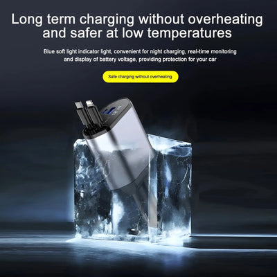 شاحن سريع للسيارة بمنفذ USB-C قابل للسحب | Fast Retractable Car Charger with USB-C Port