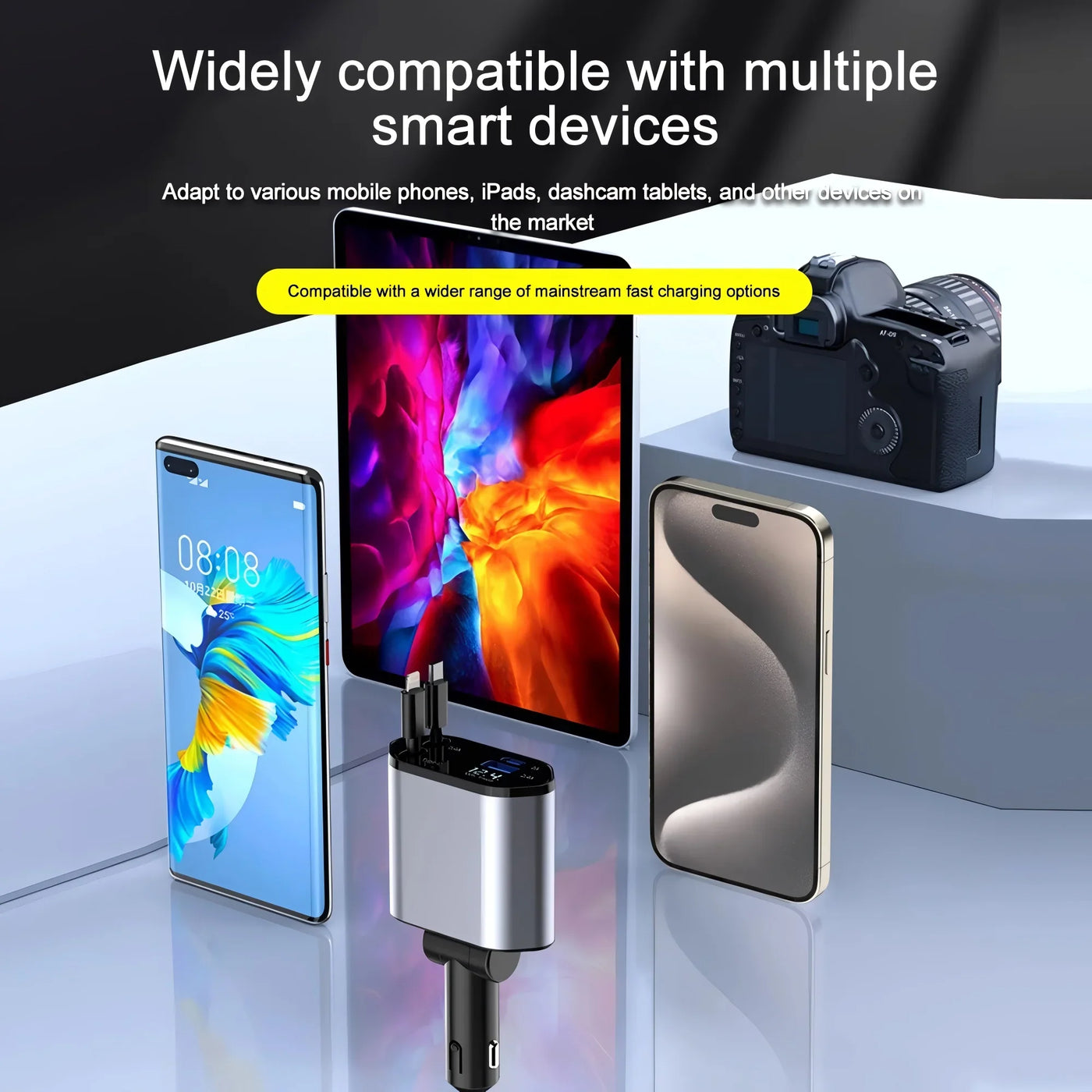 شاحن سريع للسيارة بمنفذ USB-C قابل للسحب | Fast Retractable Car Charger with USB-C Port